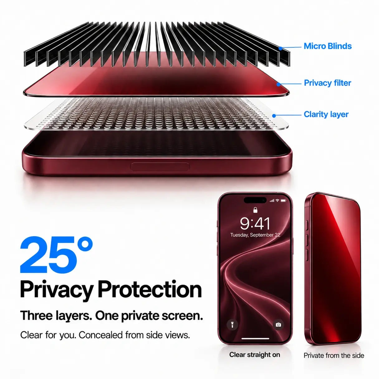 Aerox Red Privacy iPhone Screen Protector